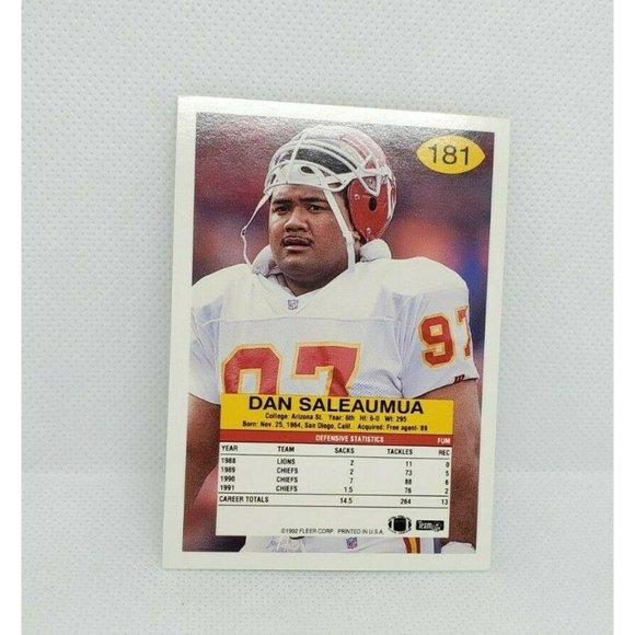4 Vintage Fleer 92 Kansas City USA Printed Collectible Trading Football Cards - Picture 8 of 12